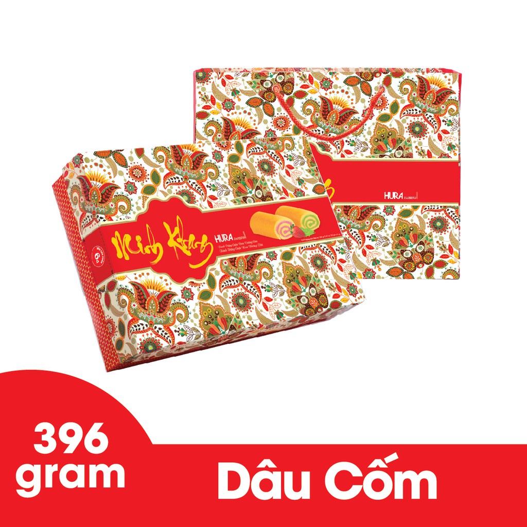 Bánh bông lan cuộn Minh Khang hộp 396g Bibica