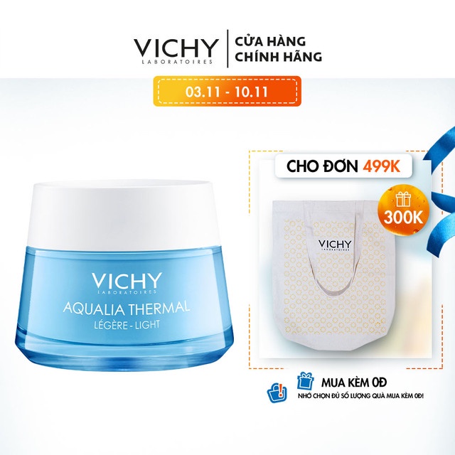 Kem dưỡng ẩm cung cấp nước cho da căng mịn ẩm mượt Vichy Aqualia Thermal Rehydrating Cream-Light 50ml