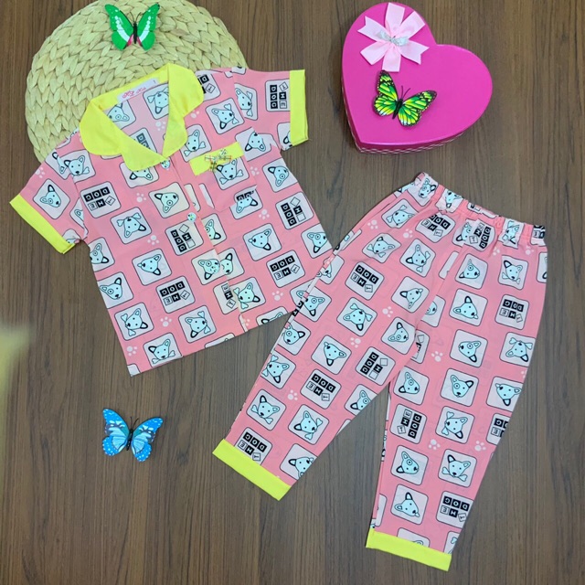 Bộ đồ ngủ Pijama Lụa ngắn tay họa tiết đẹp cho bé gái (12-32kg) - HIROKIDS