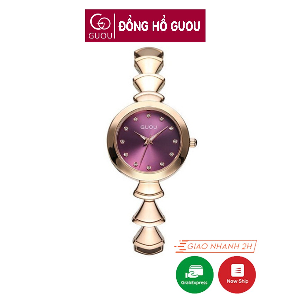 Đồng hồ nữ Guou chính hãng 6009 dáng lắc tay mạ vàng chống nước tuyệt đối