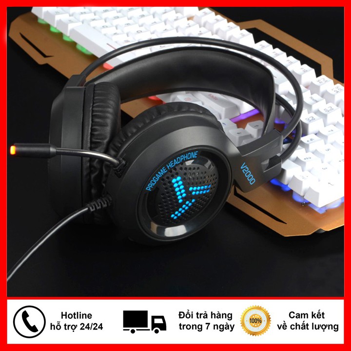 [Mã ELFLASH5 giảm 20K đơn 50K] Bảo Hành 6 Tháng Tai Nghe Gaming - Chụp Tai V2000 Có Mic,Chơi Full Các Tựa Game