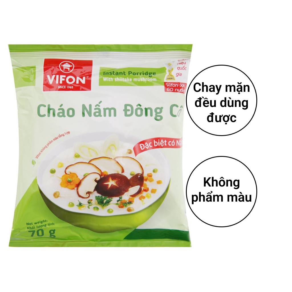 Combo 10 gói Cháo nấm Đông Cô chay Vifon 70g