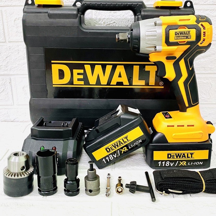 Máy Siết Bulong Dewalt 118V Không Chổi Than- Hàng Loại 1 có 3 đèn led