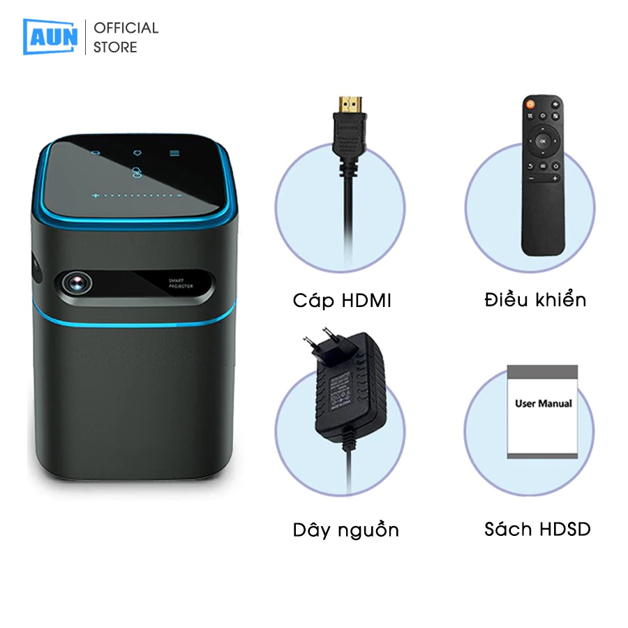 Máy chiếu mini AUN X6 DLP - Độ phân giải thực chuẩn HD+ - Tích hợp hệ điều hành - Bảo hành 12 tháng