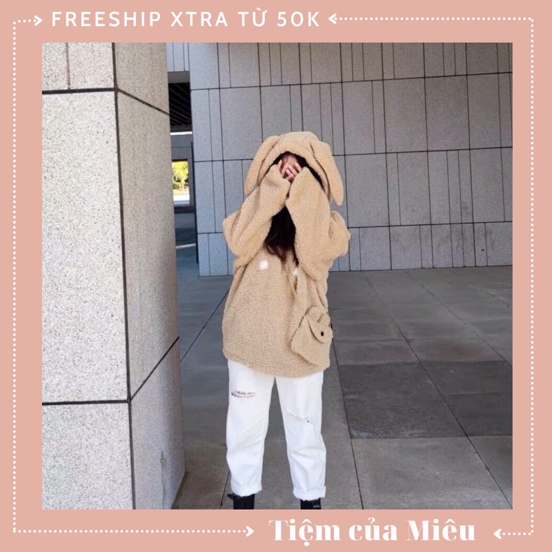 Áo hoodie lông cừu thỏ tặng kèm túi Tiệm của Miêu | BigBuy360 - bigbuy360.vn
