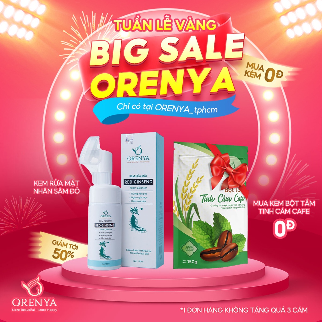 Kem rửa mặt nhân sâm đỏ Hàn Quốc Red Ginseng Cleanser Orenya – Chai 150ml