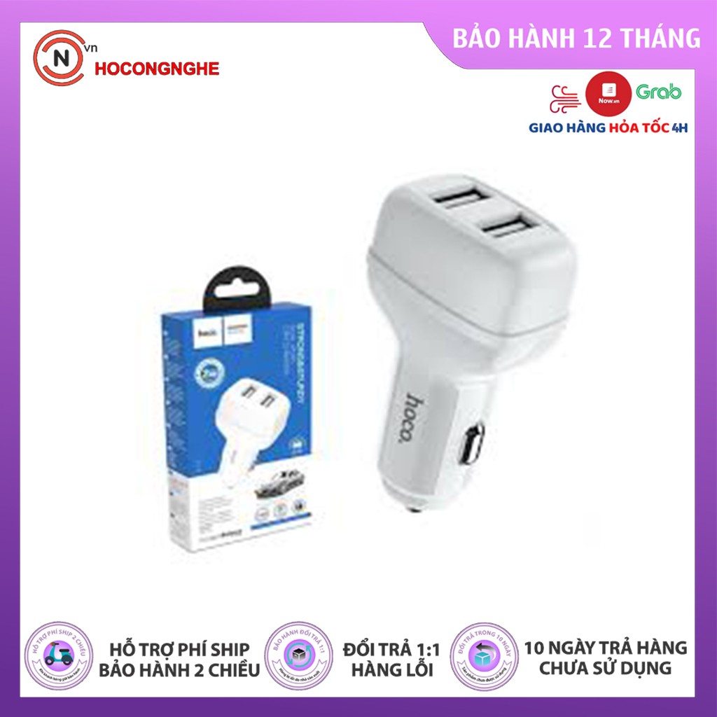 CHÍNH HÃNGCốc sạc Xe Hơi Hoco Z36 2 Cổng Sạc 2.4A Chính Hãng-trắngBẢO HÀNH ĐỔI MỚI