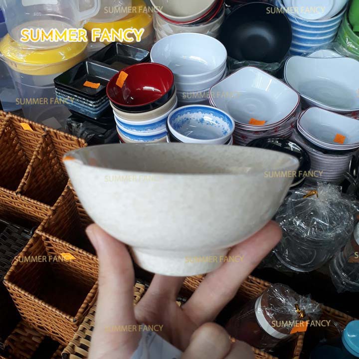 10 Chén cơm 11.4 x 5.5 cm nhựa melamine phíp màu vân đá trắng, vân đá đen, vân đá xanh nhà hàng - small bowl F-CO11