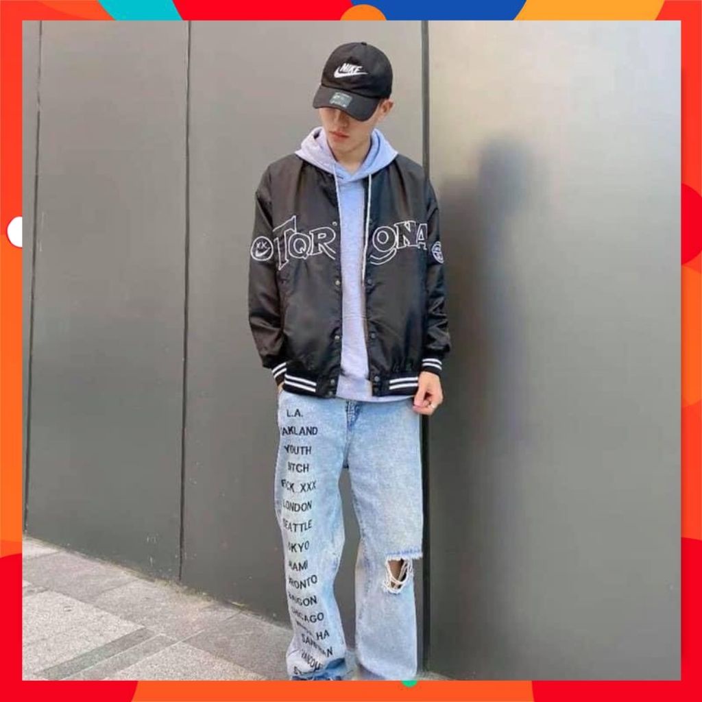 Áo khoác dù Hàn Quốc street style unisex form rộng kiểu bomber jackets nam nữ TORONA LECHAU AKD26 đẹp gía rẻ 2 lớp xịn