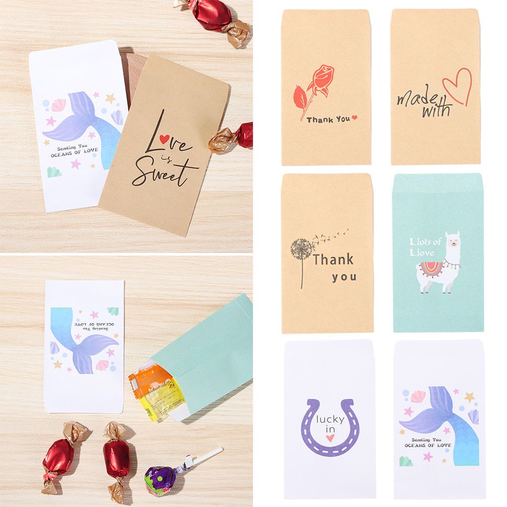 Daphne Set 50 Túi Giấy Kraft Đựng Bánh Kẹo / Quà Tặng / Quà Tặng / Tiệc Cưới Mini In Chữ Thank You