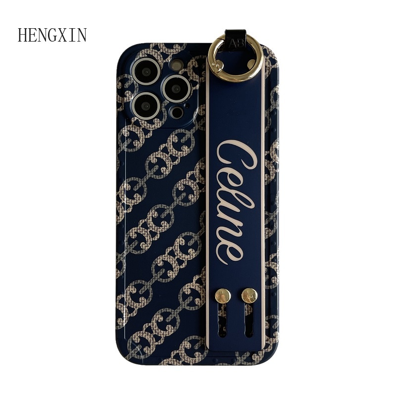 Luxury and fashionable wrist strap holder phone case suitable for iPhone 15 14 11 12 13 Pro Max shockproof silicone protective case