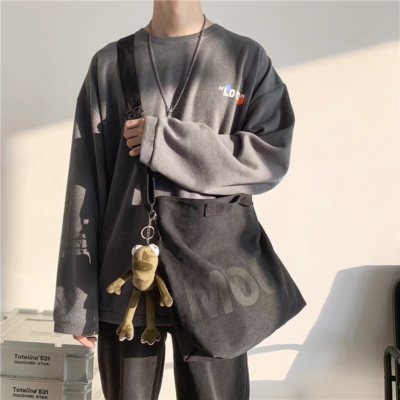 Túi đeo chéo vải canvas unisex đi học đi chơi phong cách ullzang