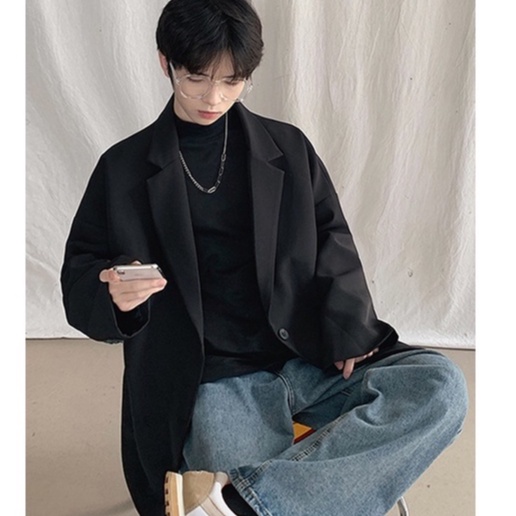Áo khoác nam dạng vest cao cấp thời trang unisex Hàn quốc áo blazer nam dáng vest lịch sự trơn màu đen du lịch đi học