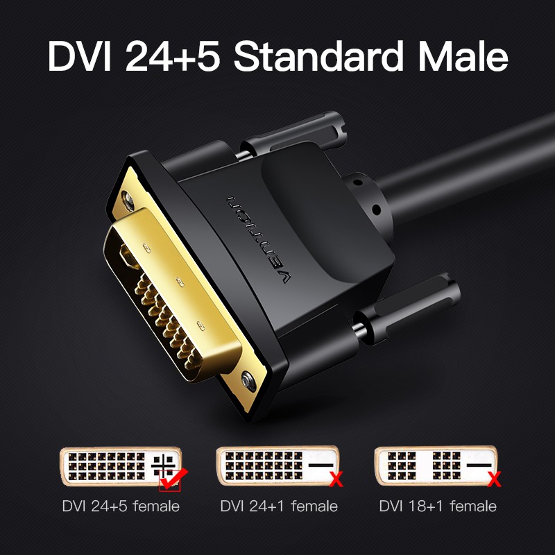 Cáp Nối VENTION Chuyển Đổi VGA DVI-I 24 + 5 Sang VGA HD 15pin Cho Laptop PC