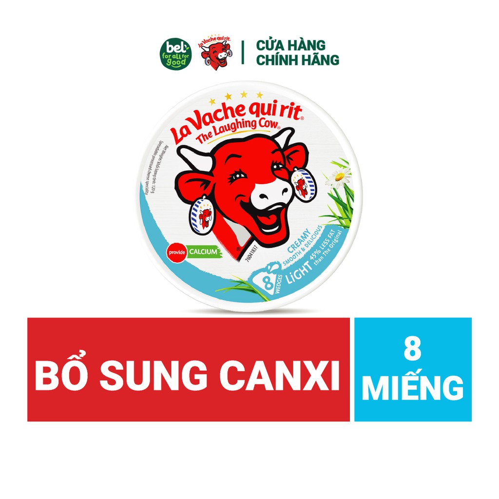 Phô mai Con Bò Cười (Light Ít Béo) 8 miếng La Vache qui rit - Bổ sung Canxi