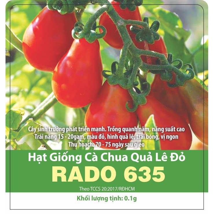 Hạt Giống Cà Chua Quả Lê Đỏ Chịu Nhiệt, Năng Suất Cao (Gói 0.1 gam ~ 100 hạt)