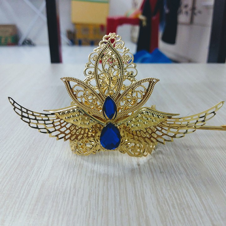 Kim quan họa tiết lá kêt hợp cánh chim cách điệu cosplay nhân vật cổ trang