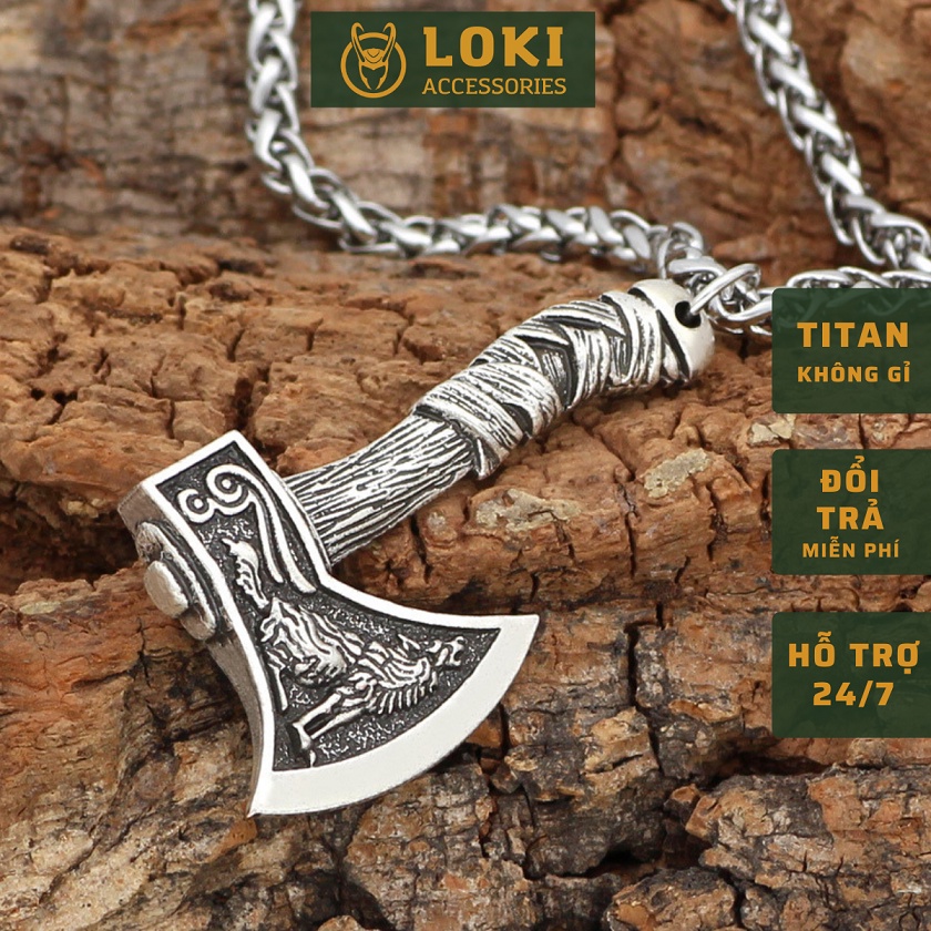 Vòng cổ nam dây chuyền màu bạc nam nữ unisex Loki Accessories Titan đẹp phụ kiện thời trang - Vòng Cổ Axe