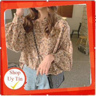 ÁO SƠ MI HOA NHÍ CỔ BÈO FORM RỘNG ULZZANG - KÈM ANH THẬT