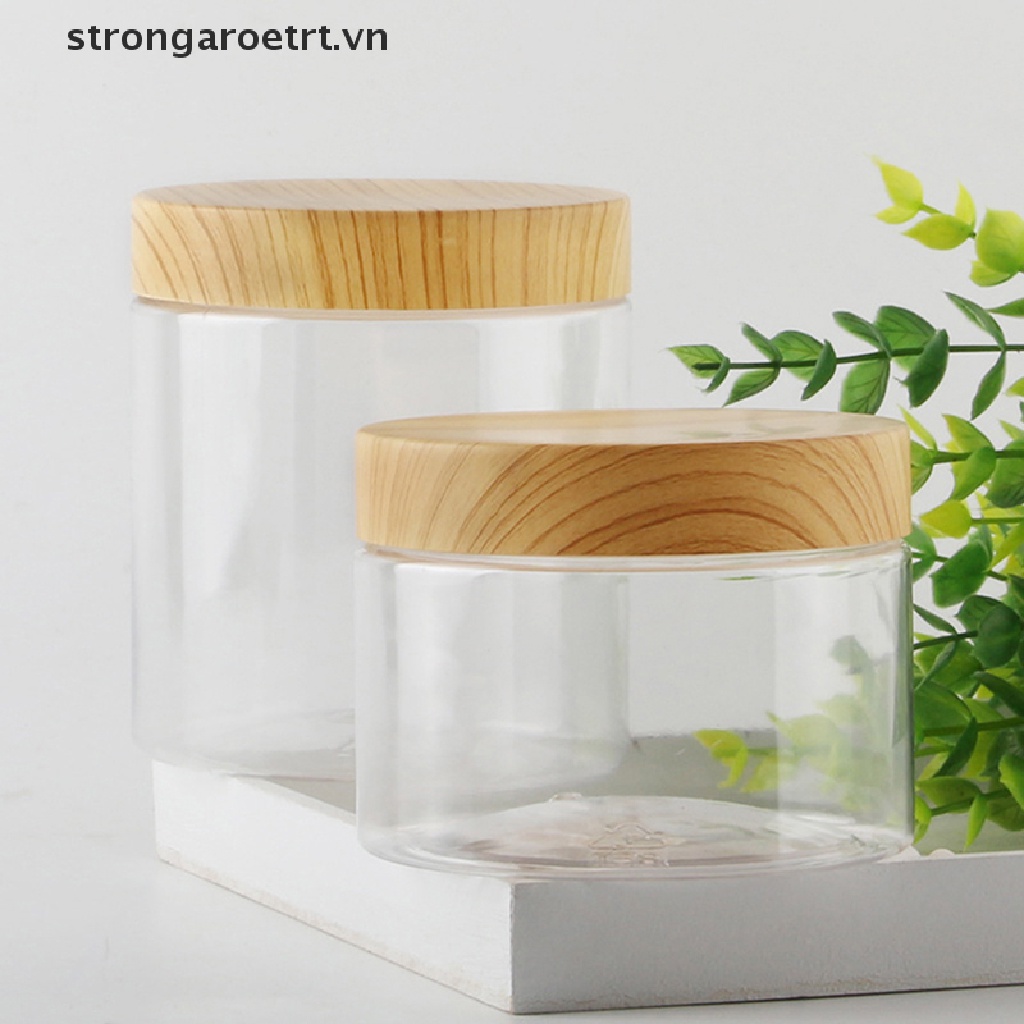 Hũ Nhựa Rỗng Trong Suốt Có Nắp Đậy Giả Gỗ Tiện Dụng