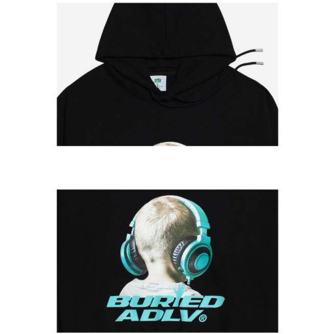 ÁO KHOÁC CÓ MŨ ADLV BA X ADLV HOODIE HEADPHONE 2 BLACK