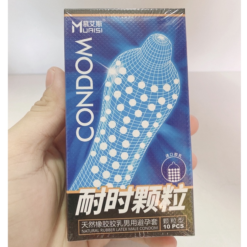 Bao cao su Gân 3D Siêu mỏng, Gai Lớn Tăng cảm giác - Hộp 10 bao