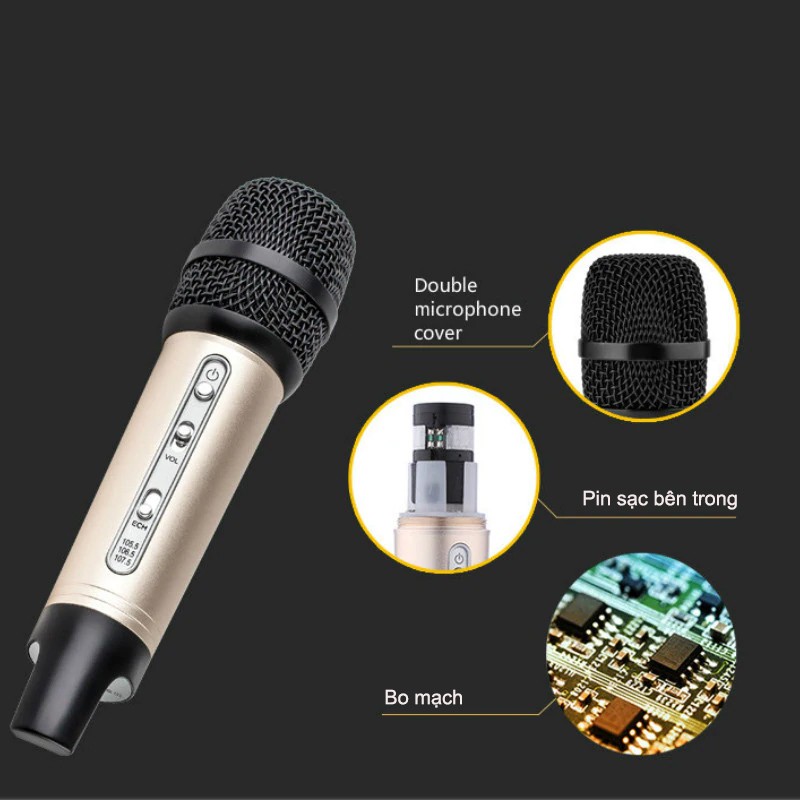 Micro Bluetooth không dây C200 hát Karaoke trên ô tô kết nối với xe bằng sóng FM