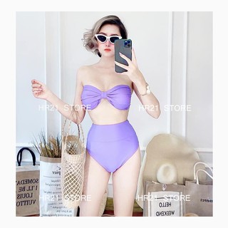 𝗛𝗥𝟮𝟭 [Hot Trend Hè 2020] - Bikini Đồ Bơi Nữ 2 Mảnh Nâng Ngực Cạp Cao Che Bụng - Màu Tím [Vải Xuất Hàn]