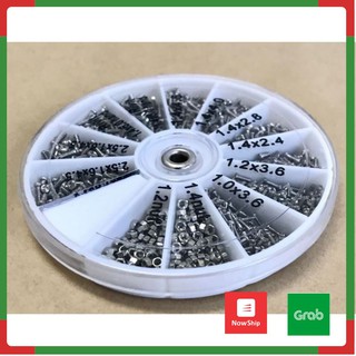 Bộ 12 loại Ốc Vít Sửa Kính, Đồng Hồ | Hộp tròn 1000 chiếc các loại [Siêu rẻ]