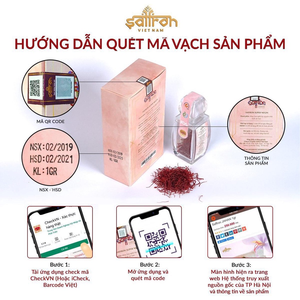 Nhụy Hoa Nghệ Tây 2 Hộp Saffron Jahan 1Gram /Hộp