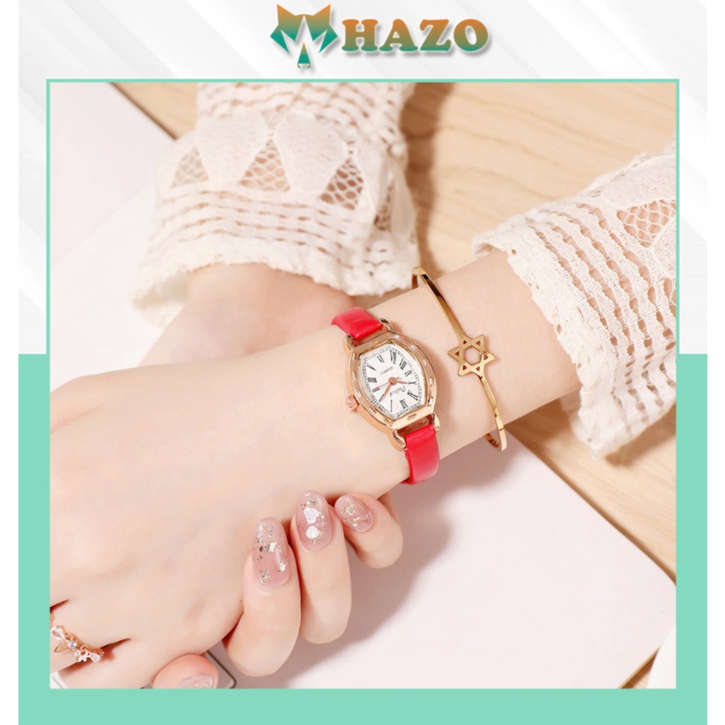 [Quá Đẹp] Đồng Hồ Nữ Dây Da Yuhao Mặt Chữ Nhật Nhỏ Nhắn Cực Đẹp - Hazo