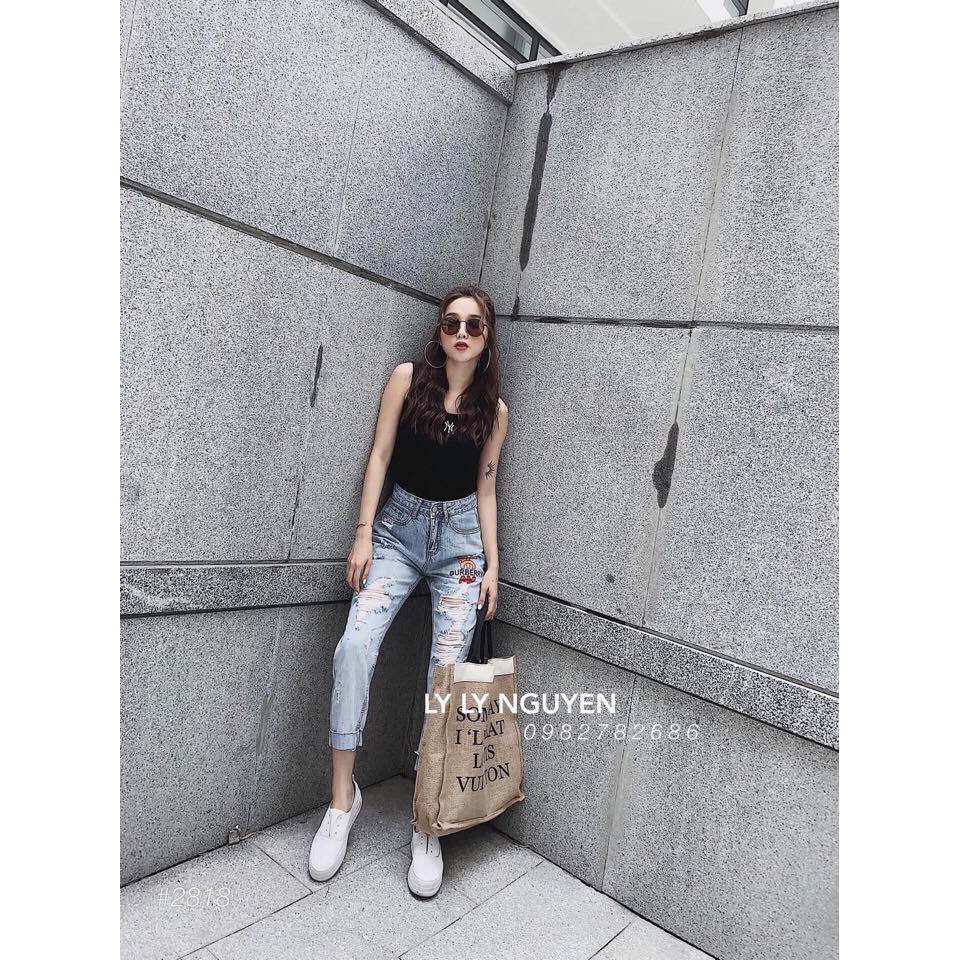 Quần jeans rách chữ mã 636 (kèm ảnh thật )