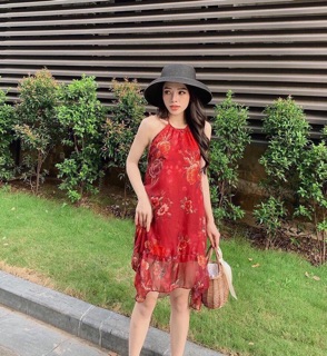 ĐẦM MAXI VOAN HOA CỔ YẾM