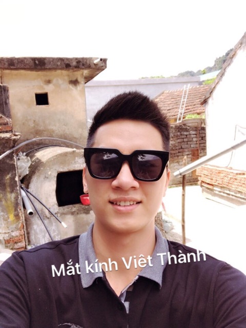 mắt kính mát vuông cho nam nữ chữ V VIỀN VÀNG kính râm có hộp