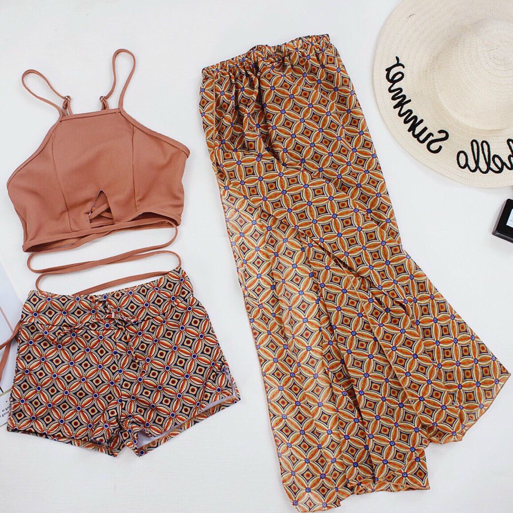 BỘ ĐỒ BƠI SET BA CHI TIẾT DÂY BUỘC SAU KÈM VÁY QUÂY SIÊU XINH | BigBuy360 - bigbuy360.vn