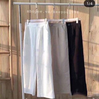 Quần đũi culottes ống rộng có cúc chun lưng loại 1