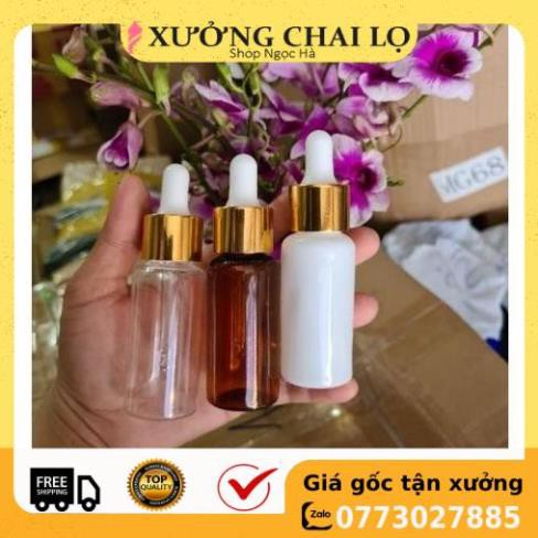 Lọ Chiết Serum ❤ RẺ VÔ ĐỊCH ❤ [30ml,50ml,100ml] Chai nhựa pet đựng tinh dầu bóp giọt Khoen vàng chiết mỹ phẩm .