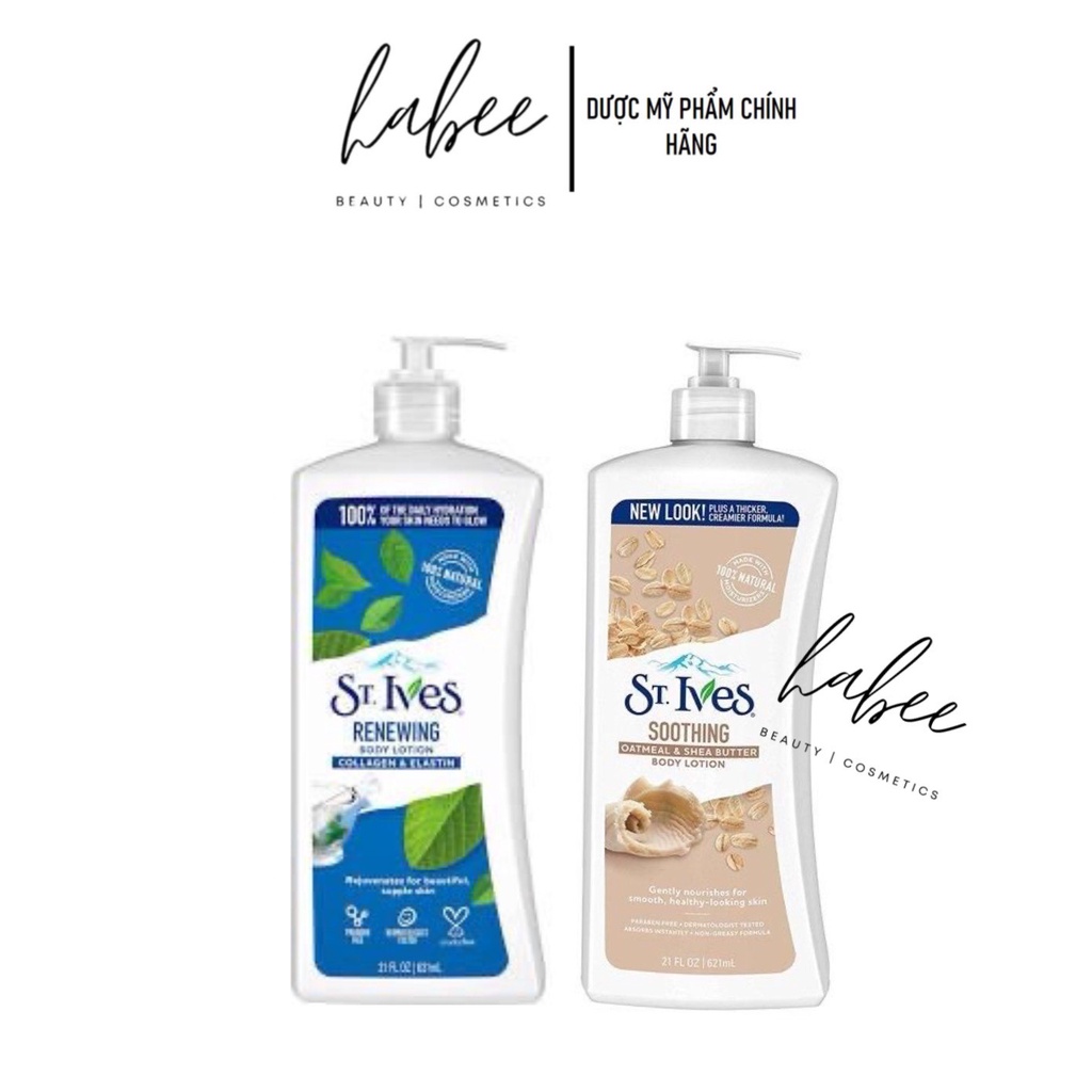 Sữa dưỡng thể St.Ives Mềm trắng da body lotion St.Ives Yến Mạch và Bơ/ Collagen 621ml