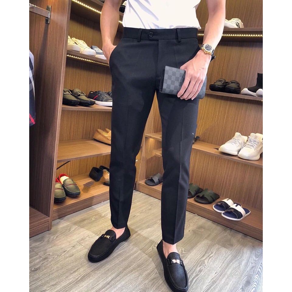 Quần Tây Đen Hàn Quốc Dáng Ôm Ống Côn Chất Mịn