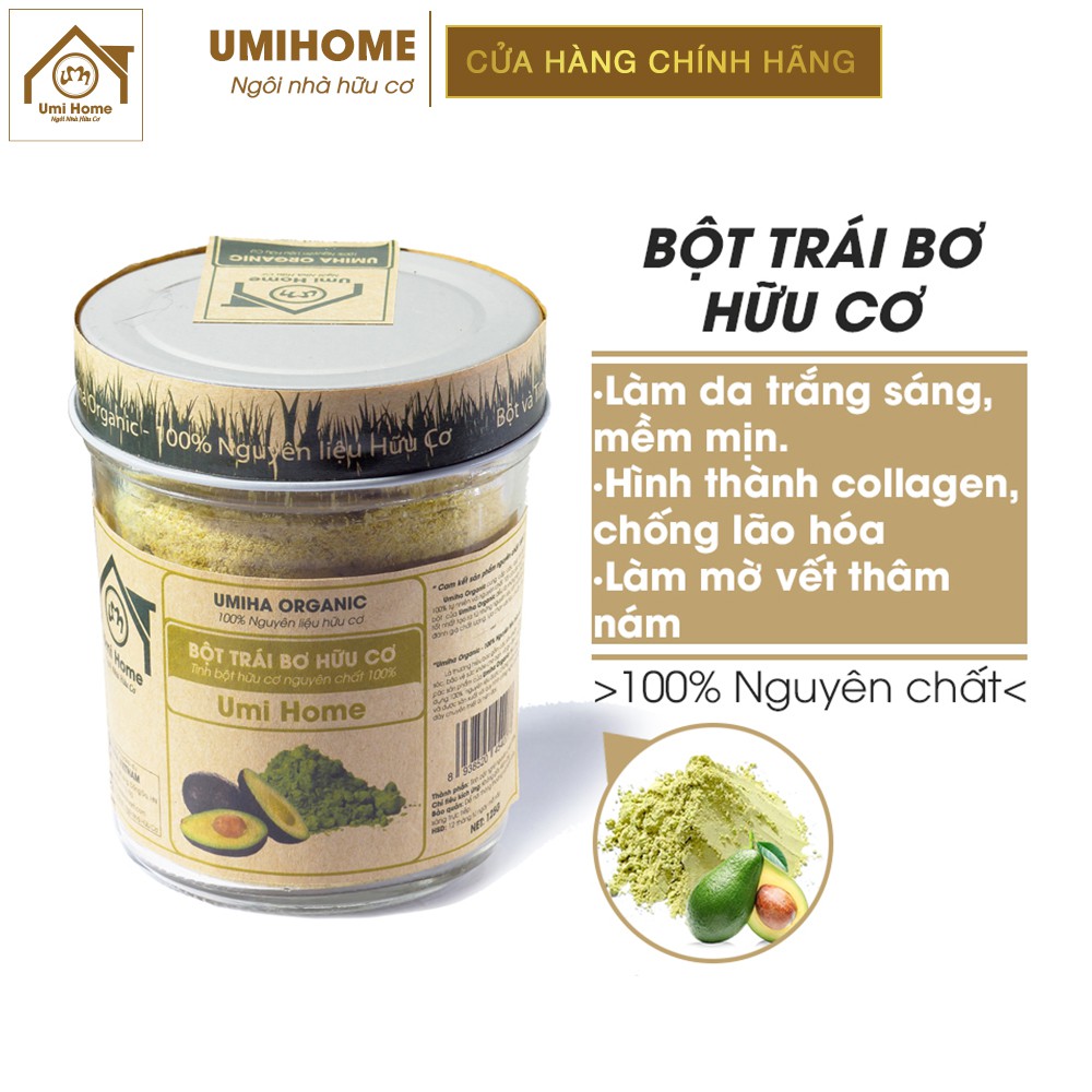 Bột Trái Bơ đắp mặt hữu cơ UMIHOME nguyên chất - Avocado powder 100% Organic 135G