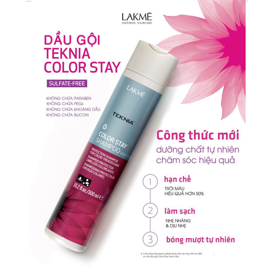 Dầu Gội Giữ Màu Tóc Nhuộm Lakme Teknia Color Stay Shampoo 300ml(Mẫu mới)