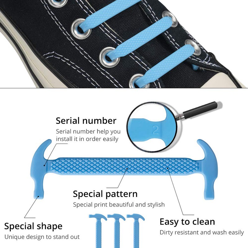 1 Cặp Dây Giày Silicone Co Giãn Không Cần Buộc Dễ Cài Đặt Và Tháo Gỡ Tiện Lợi