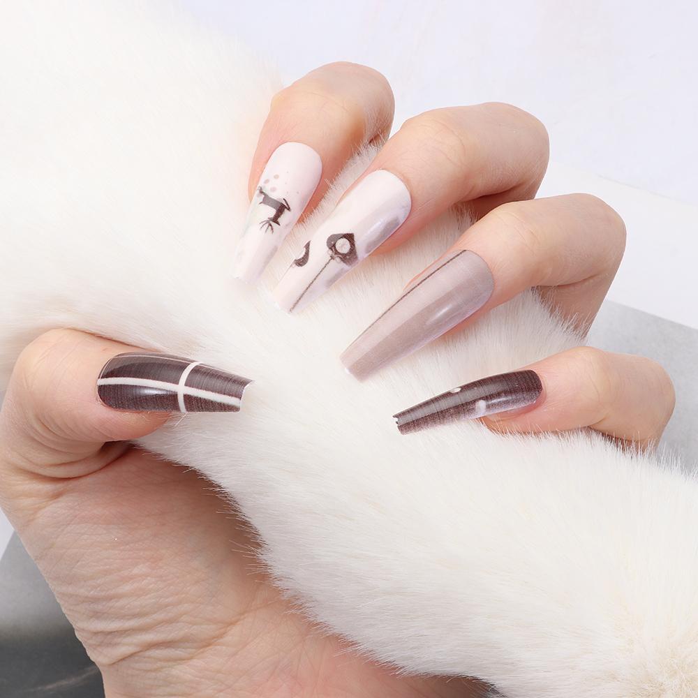 WATTLE Bộ 24 Móng Tay Giả Trang Trí Chủ Đề Giáng Sinh