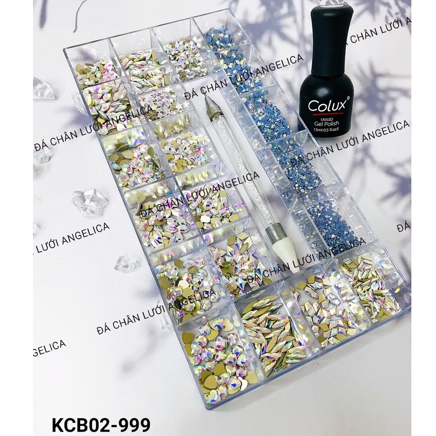 Khay Đá Nail Chân Bằng Chân Lưới 7 Màu Trang Trí Móng ANGELICA KCB KCBDK