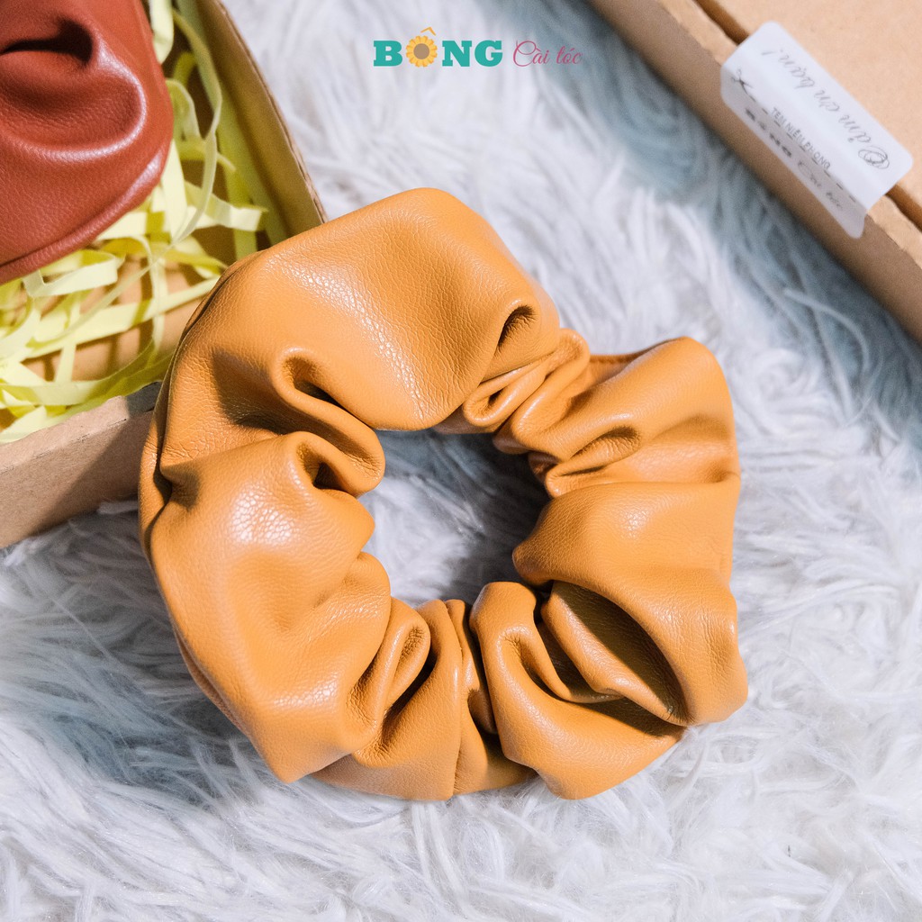 Dây buộc tóc scrunchies chất liệu da đường kính 11cm SR10 - scrunchies BÔNG Cài Tóc