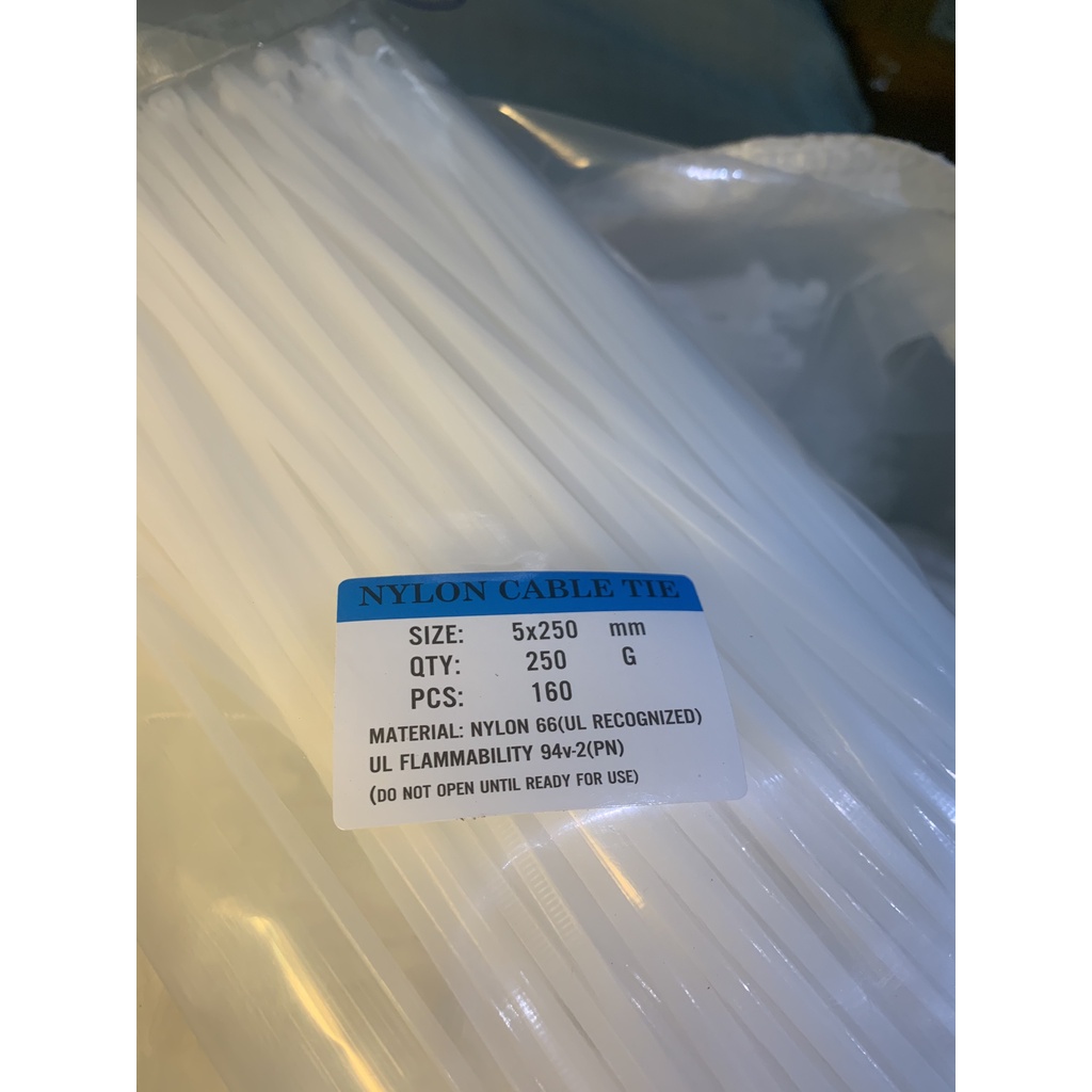Dây rút nhựa, dây thít nhựa  20cm, 25cm, 30cm, 35cm, 40cm. Túi 250g = 0.25 kg