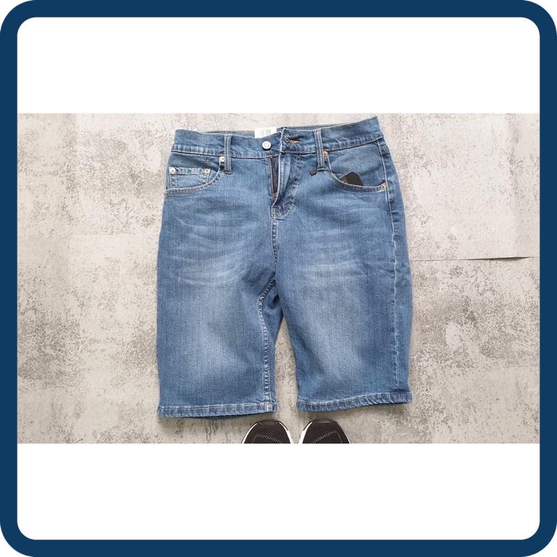 SALE GIÁ VỐN quần jean short nam le511 màu xanh sáng ống rộng dài qua gối hàng vnxk