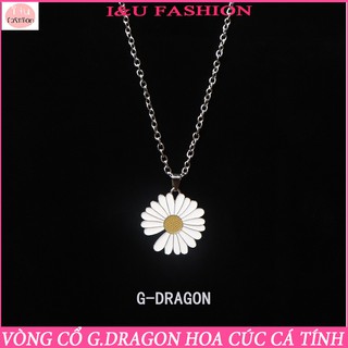 Dây chuyền , vòng cổ UNISEX Nam Nữ cá tính , vòng cổ đôi , nhóm hoa cúc G.D - G.Dragon chất liệu kim loại VC-37 mỏng