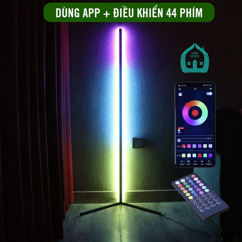 Đèn Led đứng góc tường RGB, khiển qua App, cảm ứng nhạc, trang trí phòng khách, phòng ngủ, phòng game, hot tiktok