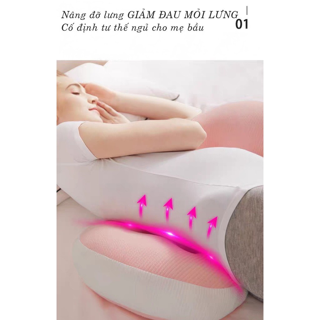 Gối bà bầu cánh tiên cao cấp, Gối kê bụng bầu cánh tiên giảm đau lưng, nâng đỡ bụng cho mẹ BabyDreams
